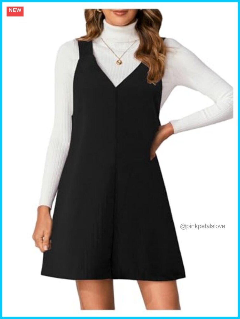 Corduroy Overall Dress V Neck Mini Pinafore Jumper